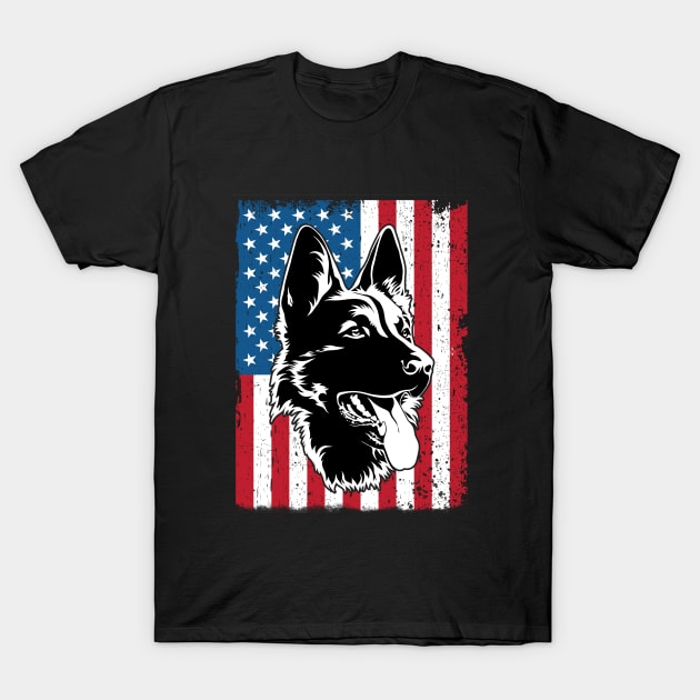 German Shepherd - German Shepherd USA Flag T-Shirt by Kudostees